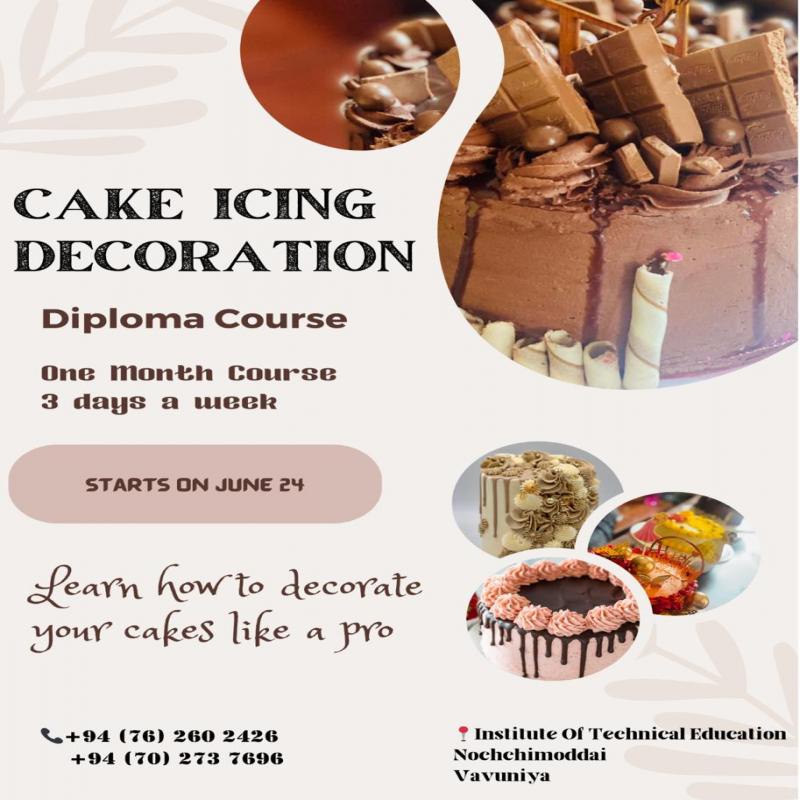 Diploma Cake Icing Decoration Classes in Vavuniya