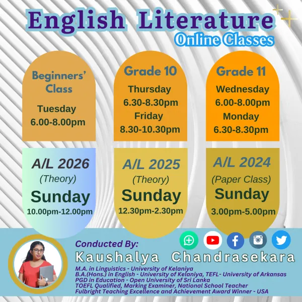 English Literature Classes - Online Ol & Al
