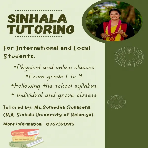 Sinhala and Mathematics classes for primary schoo students.
