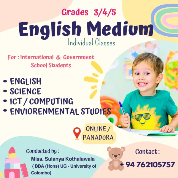 ENGLISH MEDIUM CLASSES ( Grades 3, 4, 5 & 6 )