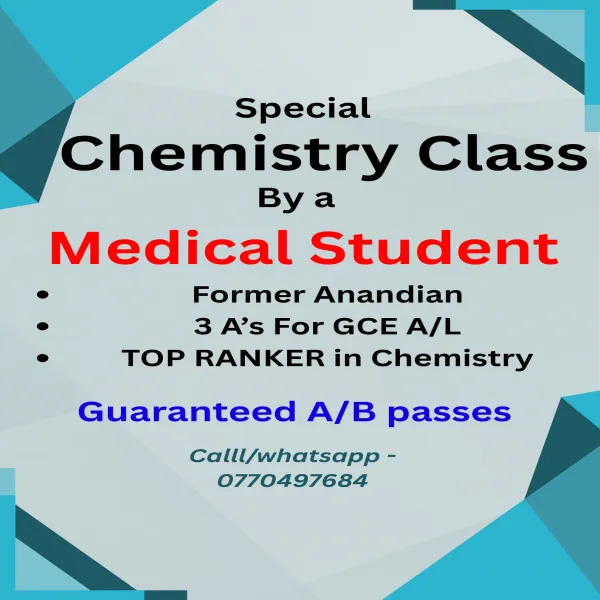 A/L Chemistry Theory / Revision / Paper classes By a Medical Student