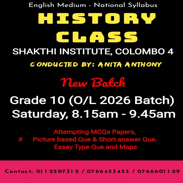 Grade 10 - History - English Medium - Shakthi Institute