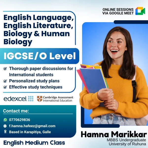 EDEXCEL/CAMBRIDGE O LEVEL BIOLOGY, ENGLISH AND LITERATURE