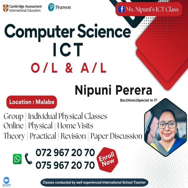 Cambridge Computer Science / IT, Edexcel IT, & ICT Classes for GCE O/L
