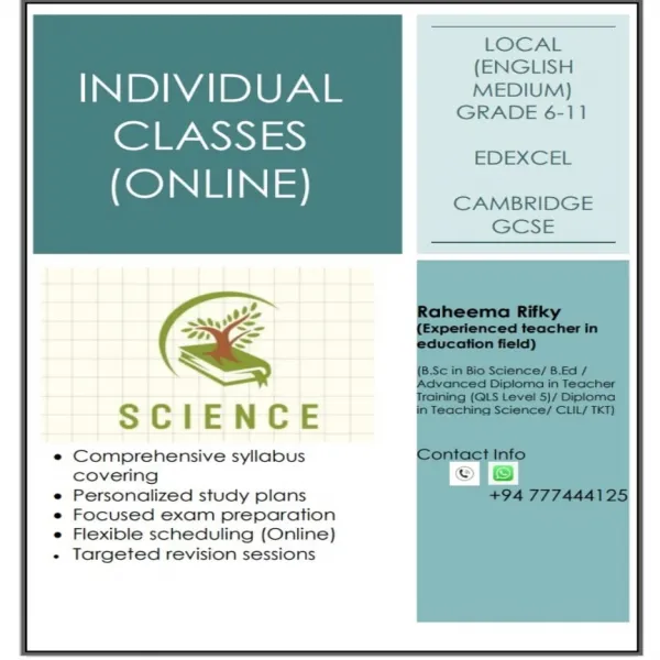 Science Classes for Local, Cambridge,Edexcel (Online-English medium)