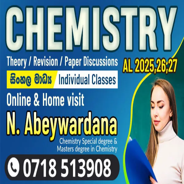 G.C.E. A/L Chemistry Theory ,Revision, paper  Classes ( 2025/2026/2027