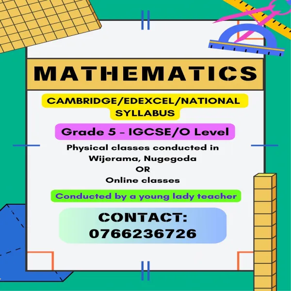 Mathematics Classes - Grade 5 To O/L -Edexcel/Cambridge/Local Syllabus
