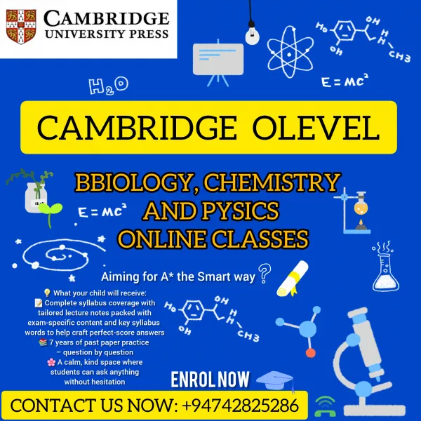 O/L Cambridge Biology, Chemistry & Physics Online Classes