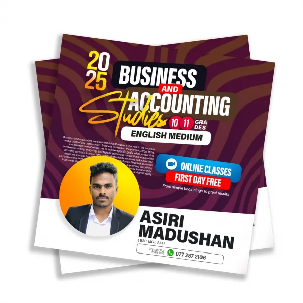 O/L Commerce  English Medium (Online) Classes – Asiri Madushan