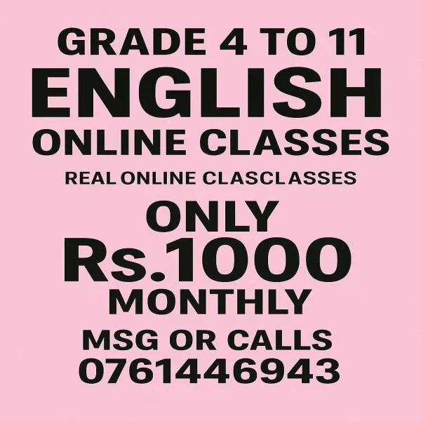 English Online classes for grade 5 to 11 Only Rs.1000 Monthly