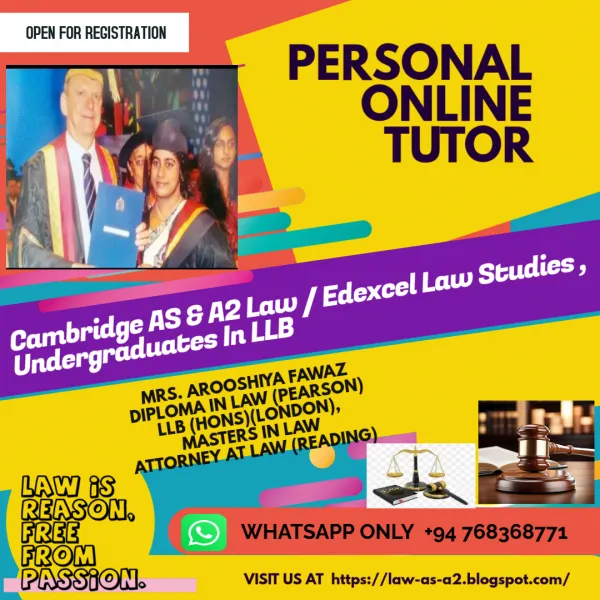 One-Stop Law Tutoring Solution for AS, A2 (Cambridge/Edexcel), or LLB