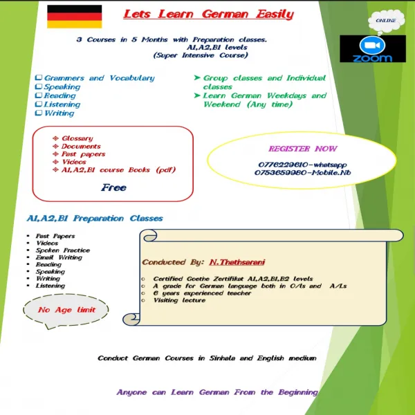 Goethe Zertifikat A1,A2,B1,B2 levels and preparation classes