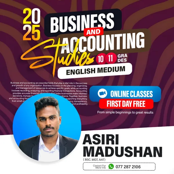 O/L Commerce (Online Classes) English medium - Asiri Madushan