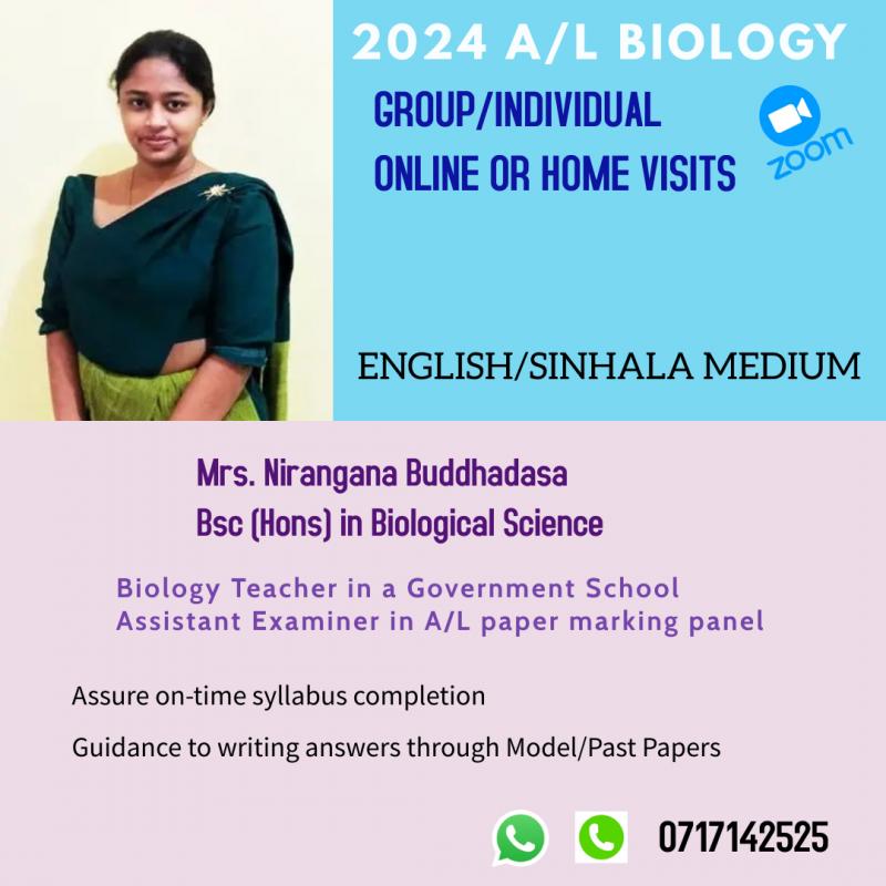 A/L Biology ENGLISH/SINHALA medium - Online/Group/Individual