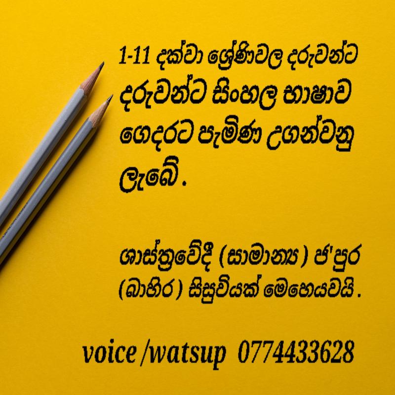 1-11 ශ්‍රේණිවල දරුවන්ට සිංහල භාෂාව