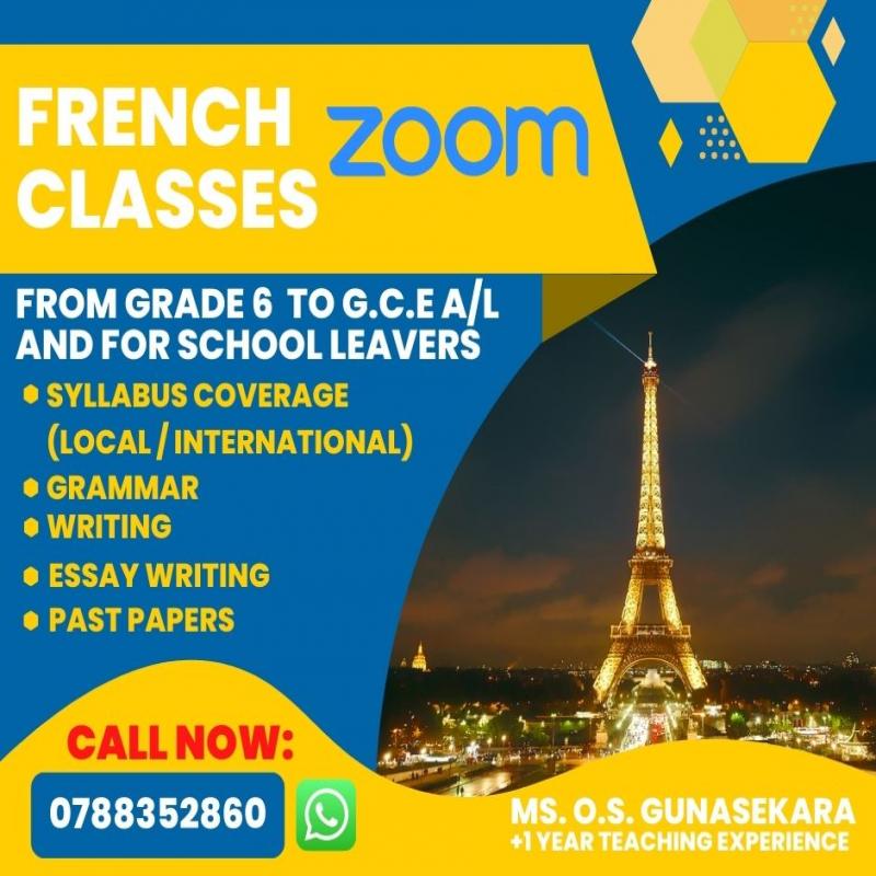 French Classes for Grade 6 to G.C.E. A/L students